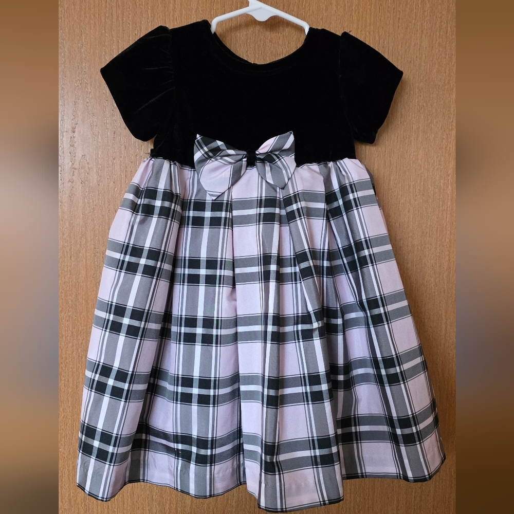 Plaid Dress with Bow Accent